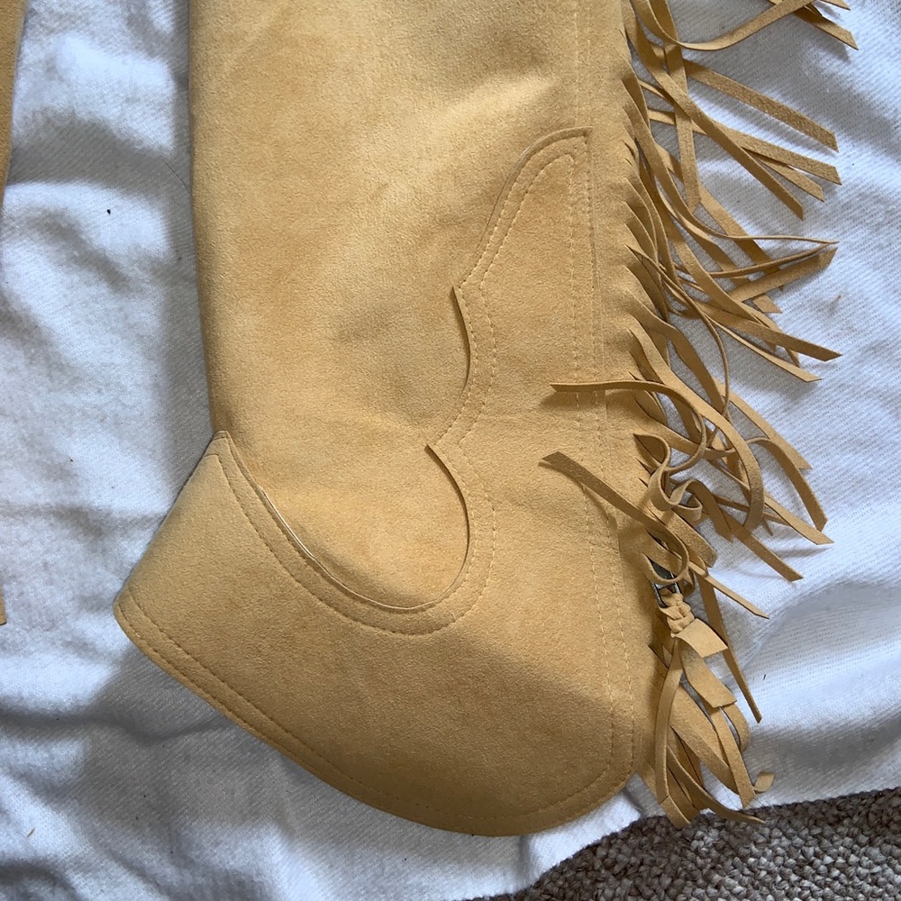 Western tan Ultra Suede show chaps small/ Medium custom - Picture 7 of 9